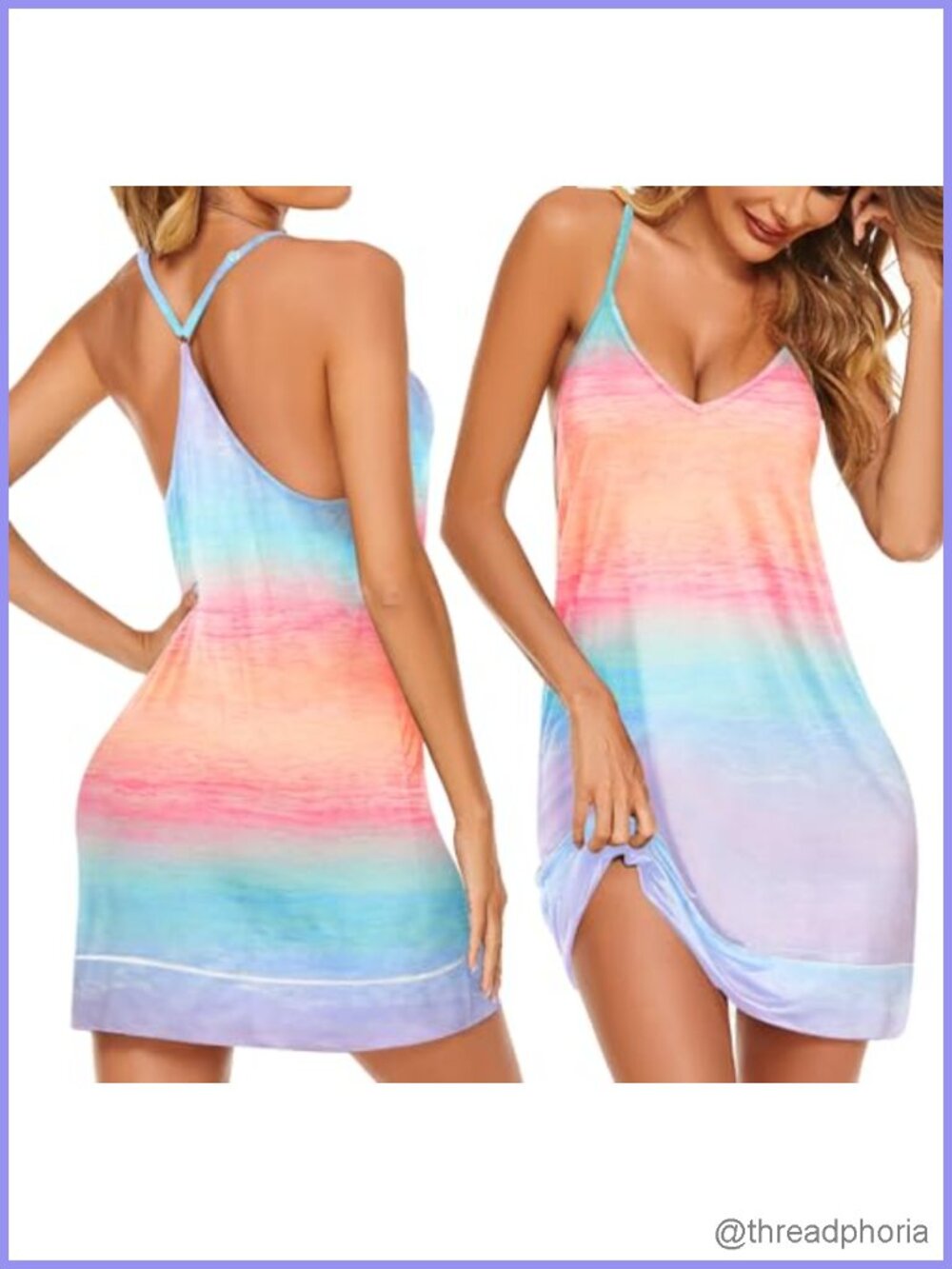 V Neck Racerback Sleeveless Nightgown